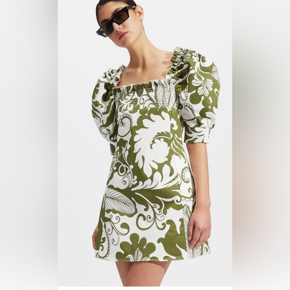 LA DoubleJ Green and White Mini Dress